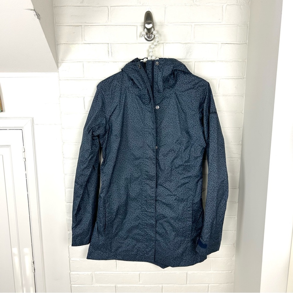 Columbia Omni-Tech Waterproof Navy Patterned Zip Front Hooded Jacket Size S